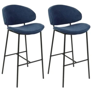 Sgabello da bar Set di 2 Tessuto Blu marino KIANA