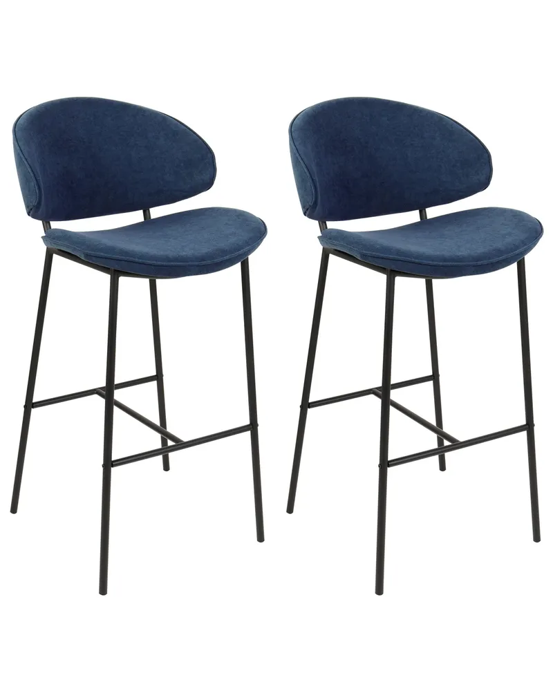 Sgabello da bar Set di 2 Tessuto Blu marino KIANA