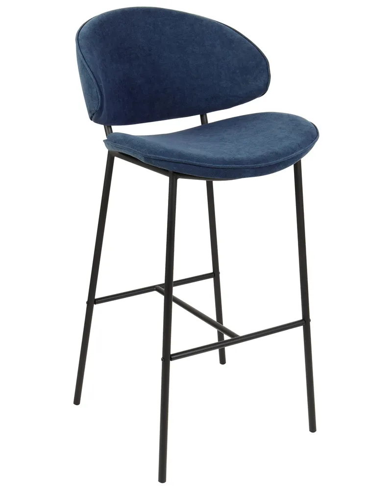Sgabello da bar Set di 2 Tessuto Blu marino KIANA