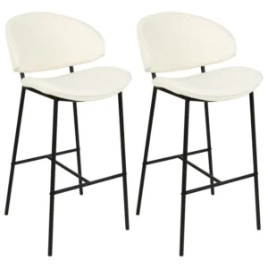 Sgabello da bar Set di 2 Tessuto Crema KIANA
