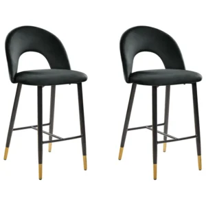 Sgabello da bar Set di 2 Velluto Nero FALTON