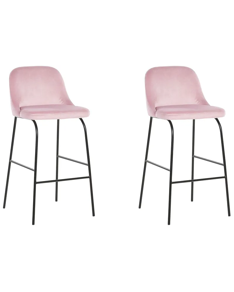 Sgabello da bar Set di 2 Velluto Rosa NEKOMA