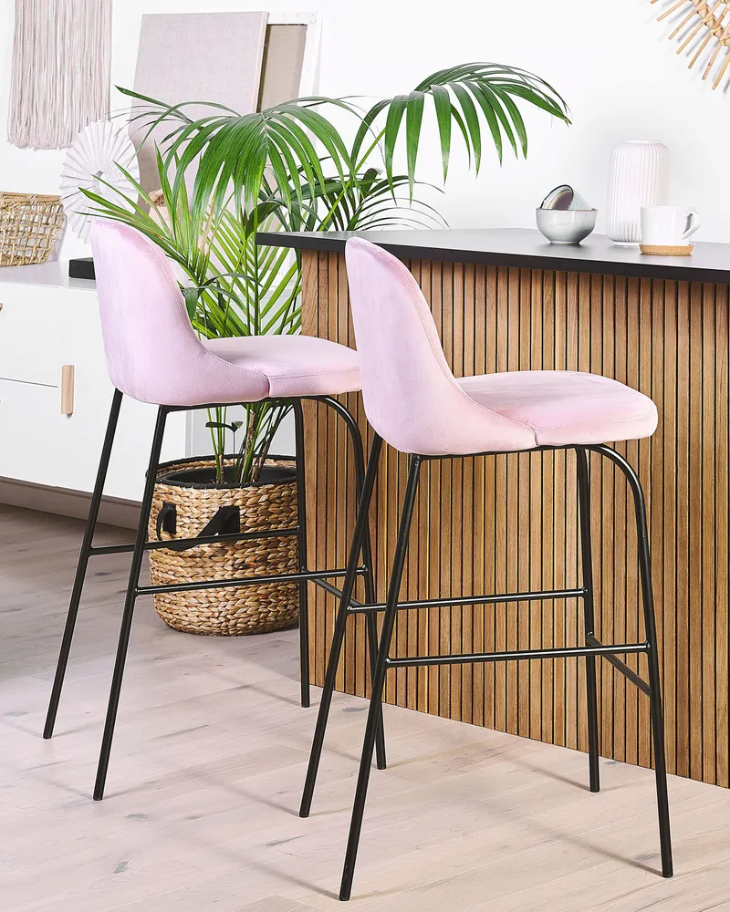 Sgabello da bar Set di 2 Velluto Rosa NEKOMA