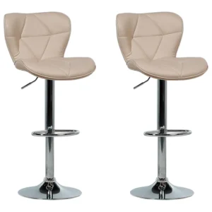 Swivel Stool Swivel Set 2 Faux pelle Light Beige VALETTA