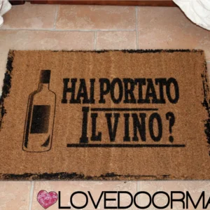 Zerbino Stile – Hai Portato il Vino? – LOVEDOORMAT, Personalizzabile, Cocco, Fondo Gomma 100% BIO