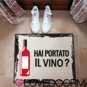 Zerbino Stile – Hai Portato il Vino Rosso? – LOVEDOORMAT, Personalizzabile Pvc, Fondo Gomma, 100% Impermeabile