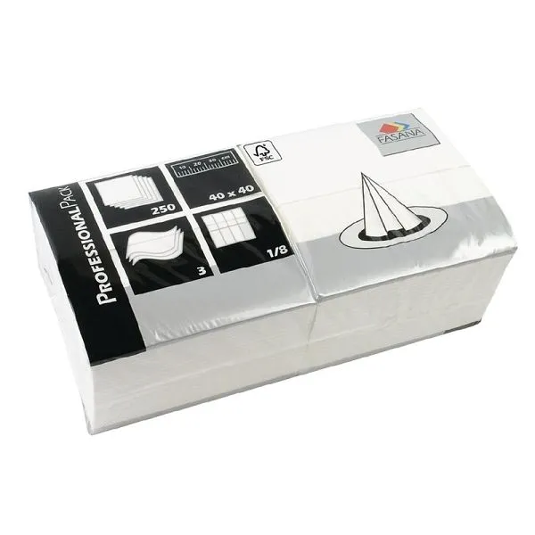 Tovaglioli di carta professionali Fasana bianchi 40cm piegati 1/8 (1000 pezzi) GD125