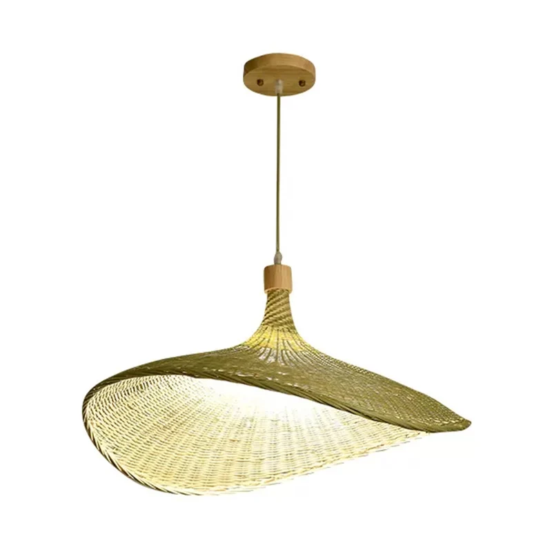 Caffè Grani Lampada sospensione forma di cappello floscio recente bambù 12,5"/17"/29" lampada sospensione beige larga 1/3...