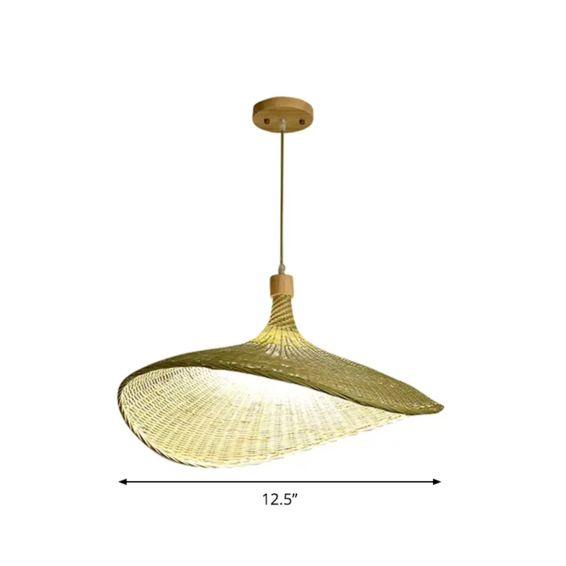 Caffè Grani Lampada sospensione forma di cappello floscio recente bambù 12,5"/17"/29" lampada sospensione beige larga 1/3...