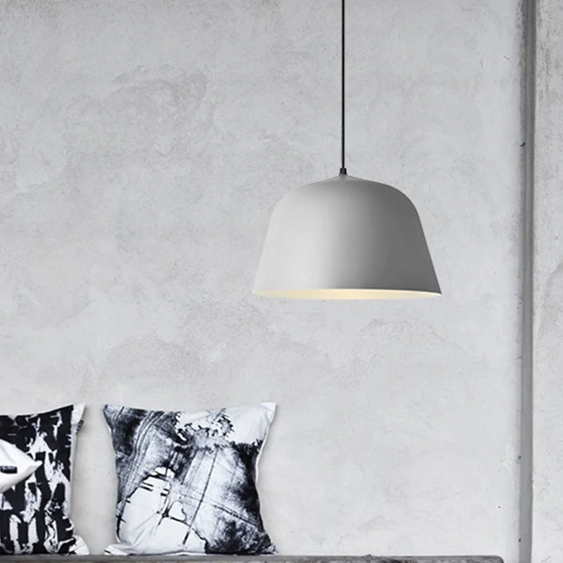 Lampada pendolo goccia Macaron lampadina singola Lampada pendolo forma di ciotola rosa/grigio/verde con paralume ferro, la...