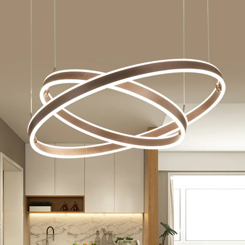 Lampada sospensione affusolata da salotto 2/3 livelli Lampadario sospensione LED lineare acrilico color caffè