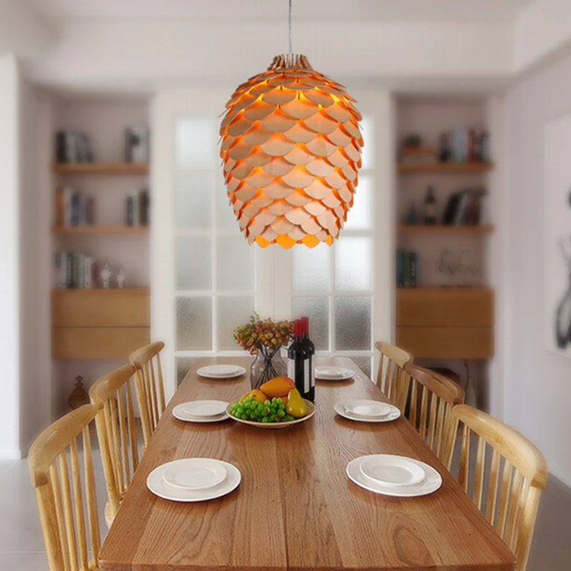 Lampada sospensione con semplicità legno per sala da tè ombreggiata con pigna per la Colazione