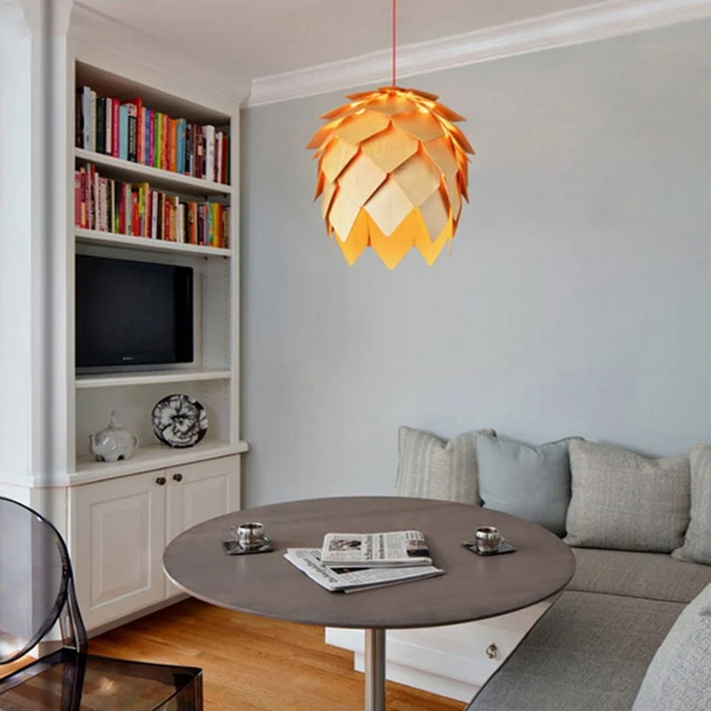 Lampada sospensione con semplicità legno per sala da tè ombreggiata con pigna per la Colazione