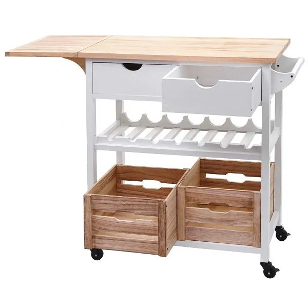 Mendler HWC-G35 carrello da portata carrello da cucina carrello aiutante da cucina carrello laterale carrello da tè legno...