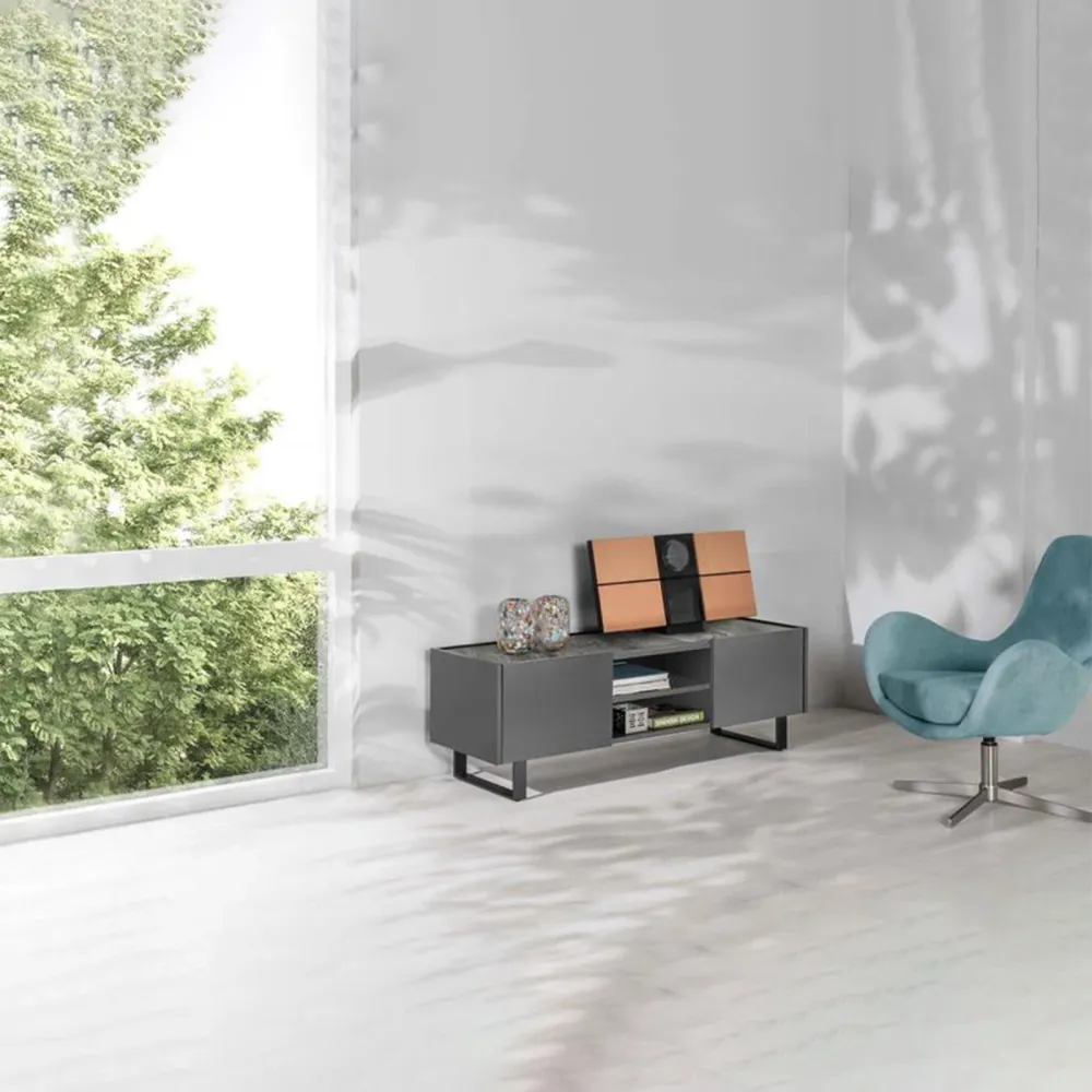 Mobile porta tv "Théo" con piano ceramica 2 ante e 2 vani giorno cm 140x40 45h