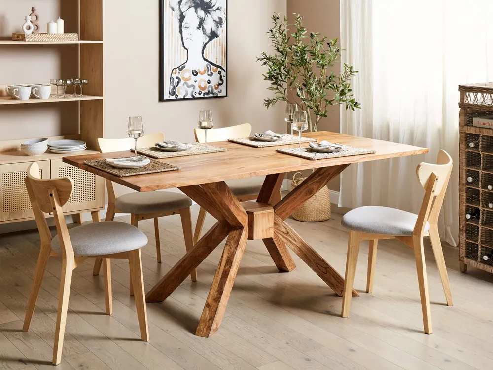 Certificato CE Tavolo da pranzo legno d'acacia limpido 180 x 90 cm HAYES