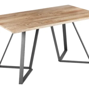 Dining Table 140 x 80 cm Light Wood and Nero notte UPTON