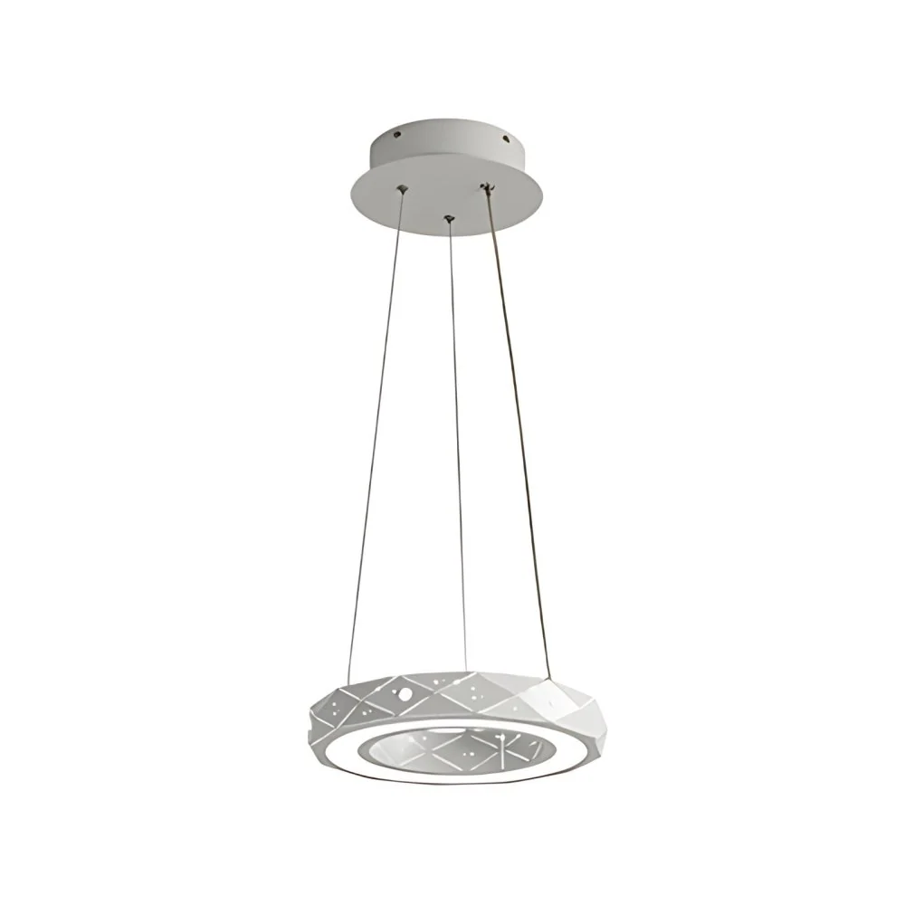 Lampada sospensione per sala da pranzo 1/2/3 luci con paralume acrilico ad anello, lampadario soffitto bianco luce calda/b...