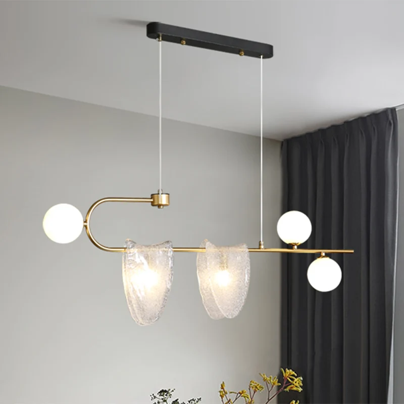Lampadario sospensione geometrico Lampada pendolo LED moderna per sala da pranzo 5 teste vetro trasparente / rosa-blu