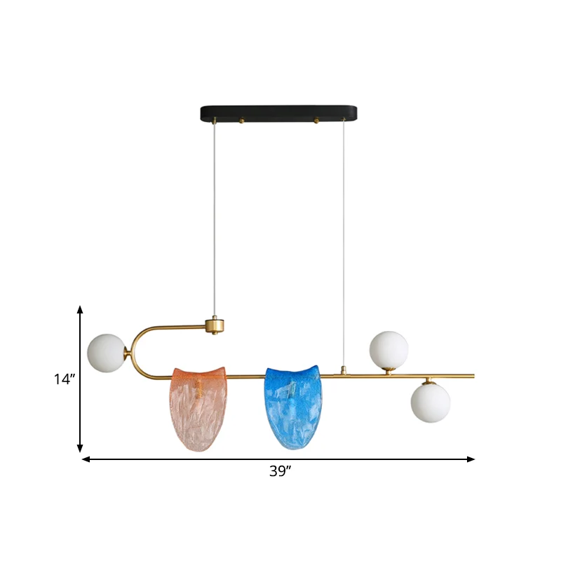 Lampadario sospensione geometrico Lampada pendolo LED moderna per sala da pranzo 5 teste vetro trasparente / rosa-blu