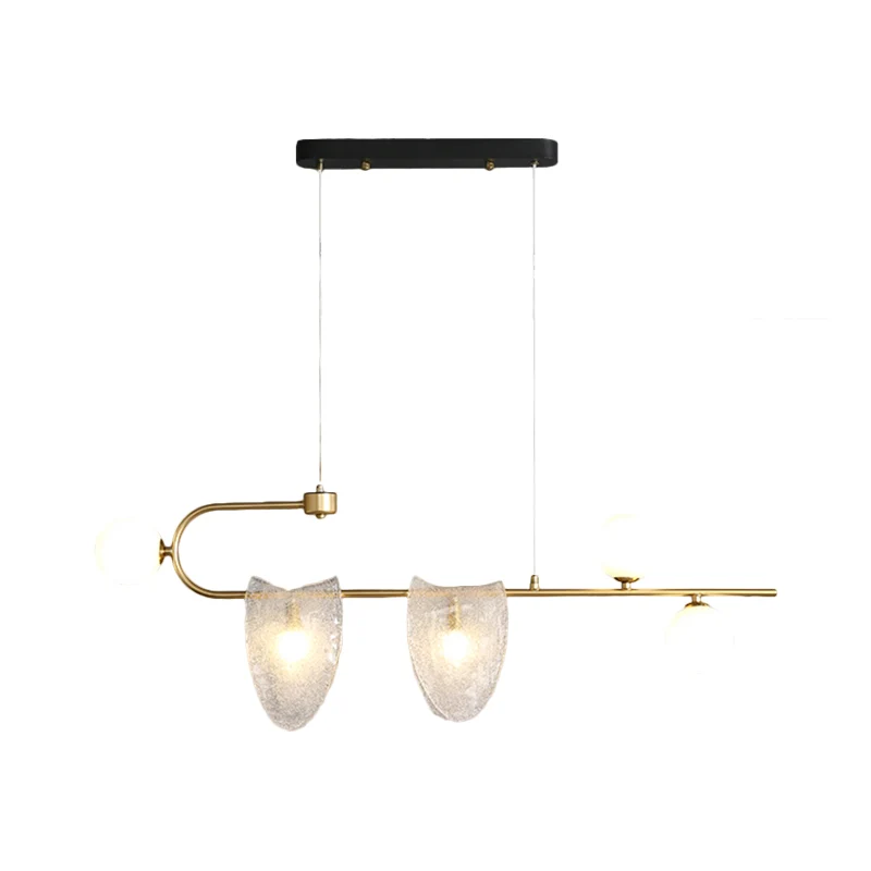 Lampadario sospensione geometrico Lampada pendolo LED moderna per sala da pranzo 5 teste vetro trasparente / rosa-blu