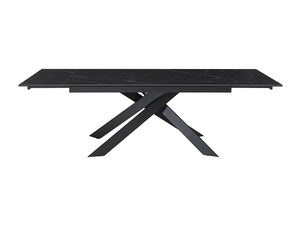 Portabottiglie Elegante Tavolo allungabile Ceramica, Vetro temperato e Metallo Effetto Marmo Nero COREMA