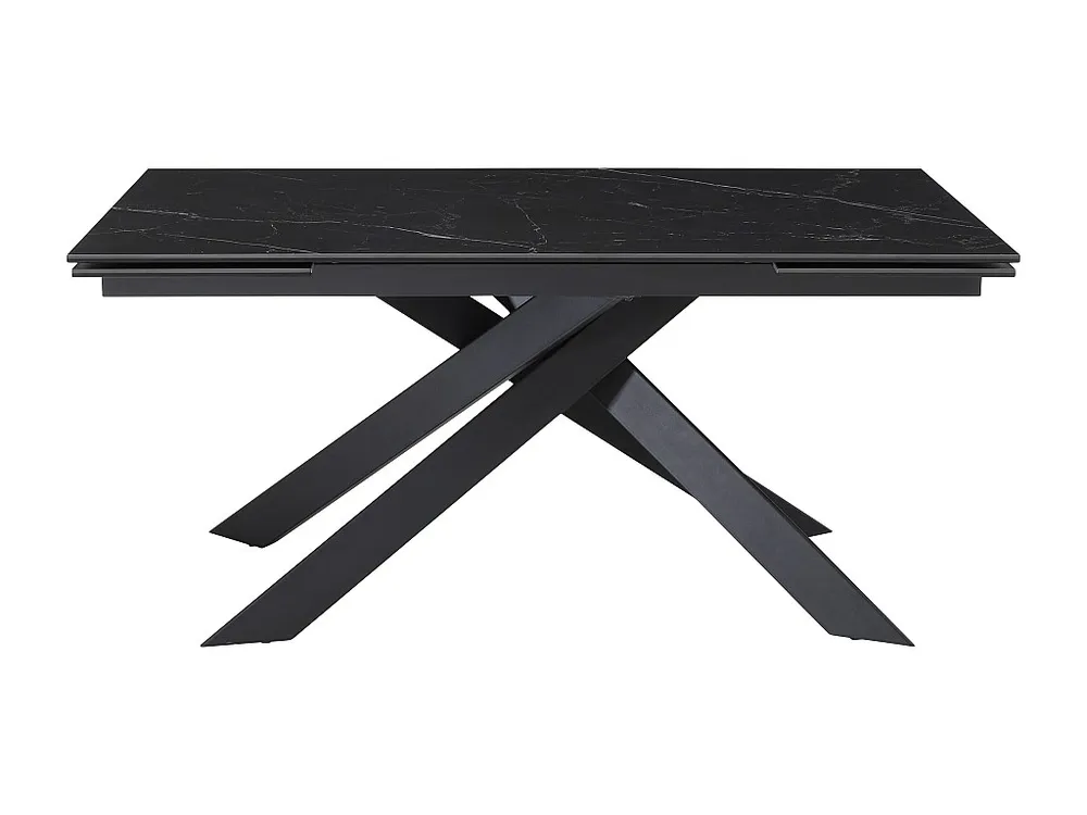 Portabottiglie Elegante Tavolo allungabile Ceramica, Vetro temperato e Metallo Effetto Marmo Nero COREMA
