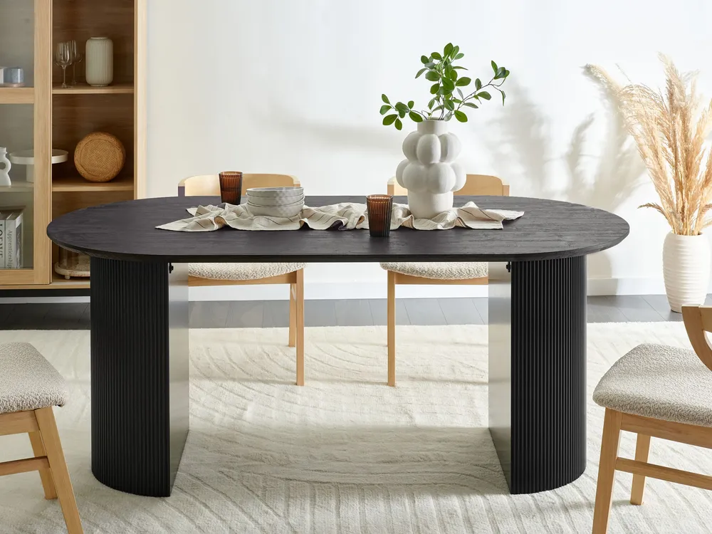 Portabottiglie Elegante Tavolo da pranzo nero 180 x 90 cm SAVORY