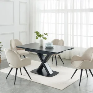 Premium Tavolo allungabile Ceramica e Vetro temperato Antracite e Nero MIAZELO