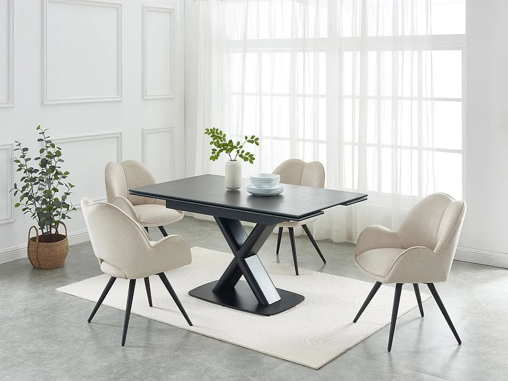 Premium Tavolo allungabile Ceramica e Vetro temperato Antracite e Nero MIAZELO
