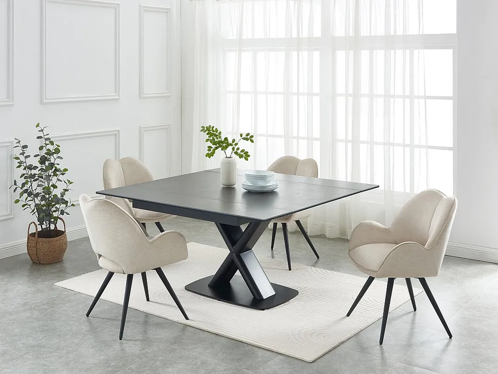 Premium Tavolo allungabile Ceramica e Vetro temperato Antracite e Nero MIAZELO