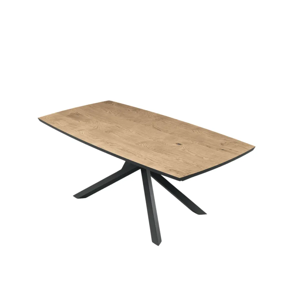Premium Tavolo innovativo fisso da pranzo "Alan" con base metallo e piano rovere