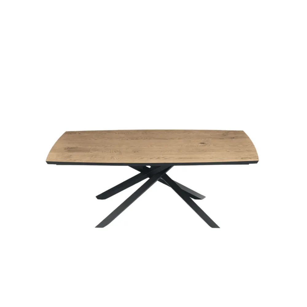 Premium Tavolo innovativo fisso da pranzo "Alan" con base metallo e piano rovere
