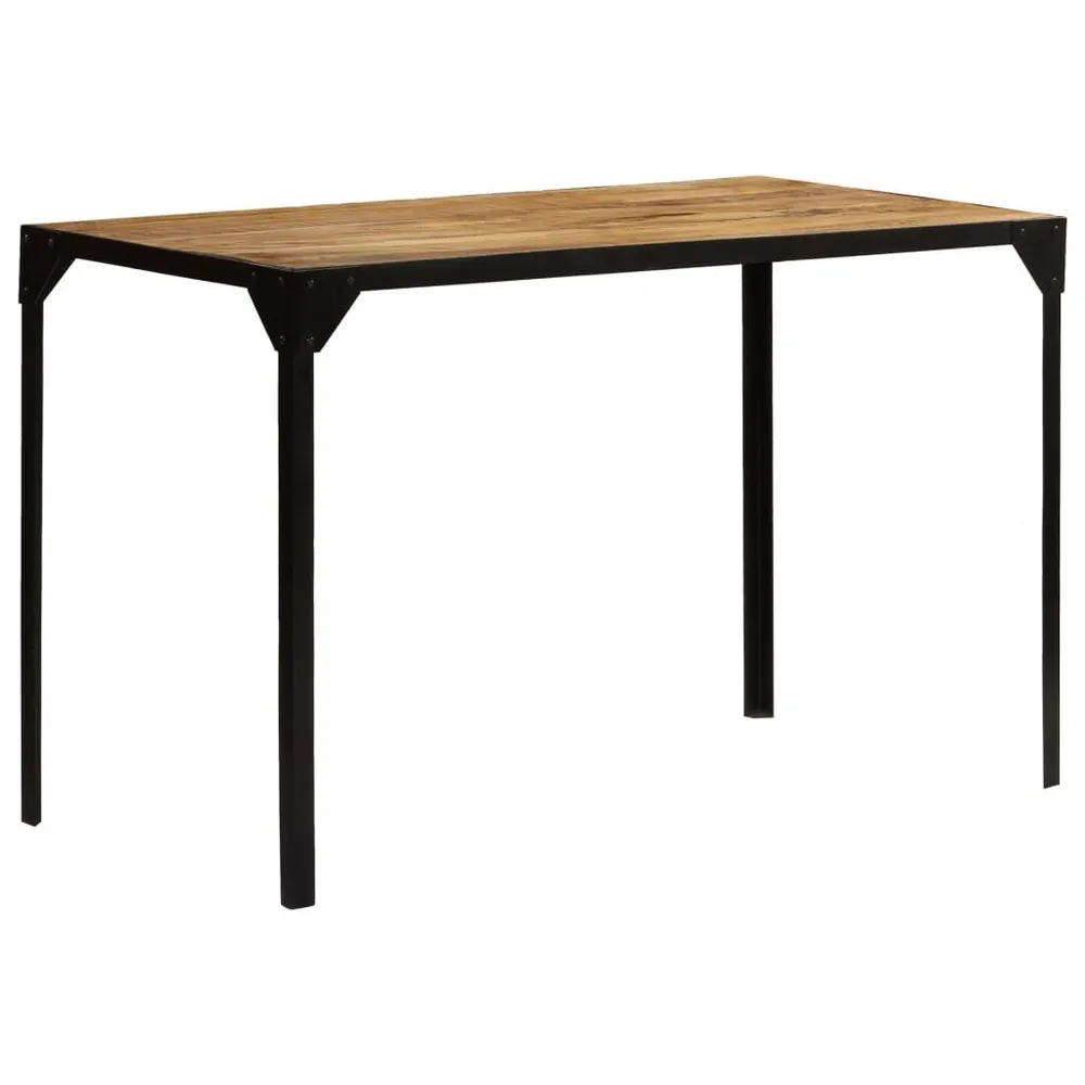 Premium Tavolo da Pranzo Massello di Mango Grezzo e Acciaio 120 cm