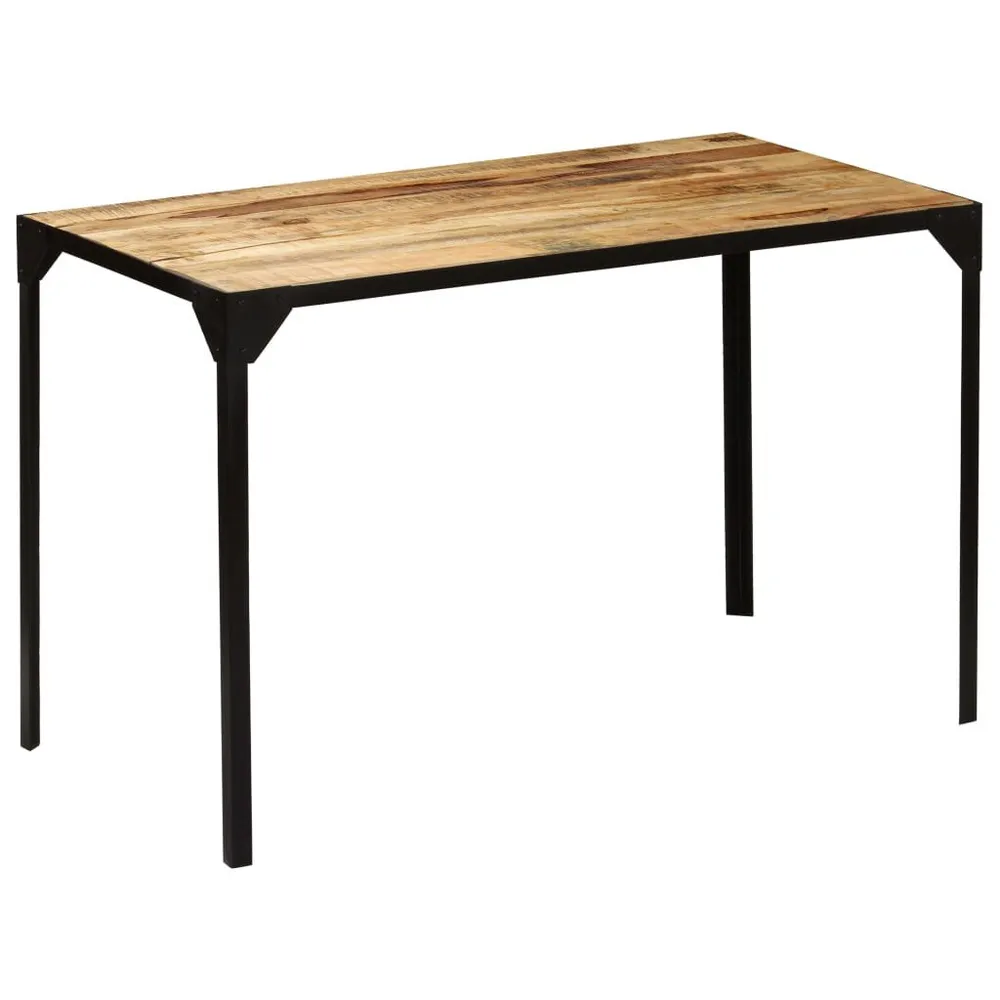 Premium Tavolo da Pranzo Massello di Mango Grezzo e Acciaio 120 cm