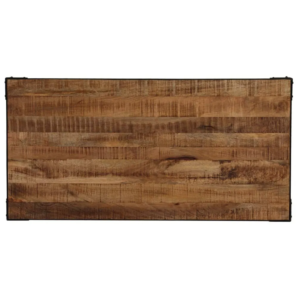 Premium Tavolo da Pranzo Massello di Mango Grezzo e Acciaio 120 cm