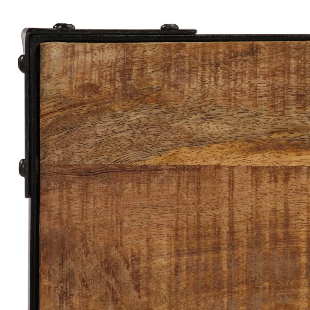 Premium Tavolo da Pranzo Massello di Mango Grezzo e Acciaio 120 cm