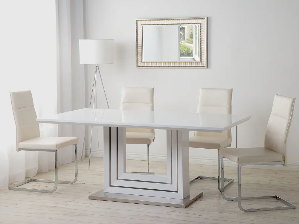 Set di Bicchieri Tavolo da pranzo legno e acciaio bianco 180 x 90 cm KALONA