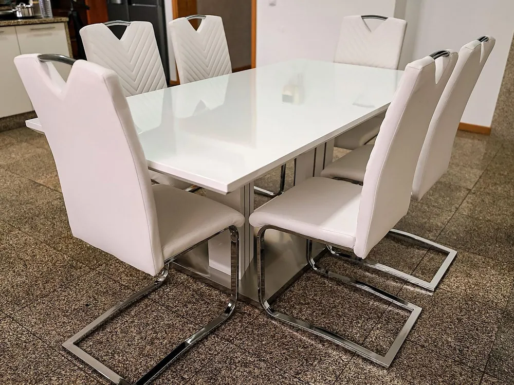 Set di Bicchieri Tavolo da pranzo legno e acciaio bianco 180 x 90 cm KALONA