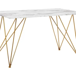 Set di Piatti Tavolo da pranzo effetto marmo e oro 140 x 80 cm KENTON
