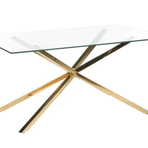 Set di Piatti Tavolo da pranzo vetro temperato oro 160 x 90 cm CORA