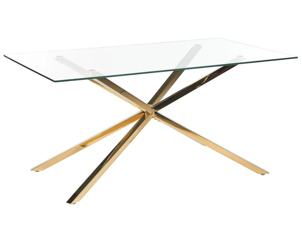 Set di Piatti Tavolo da pranzo vetro temperato oro 160 x 90 cm CORA