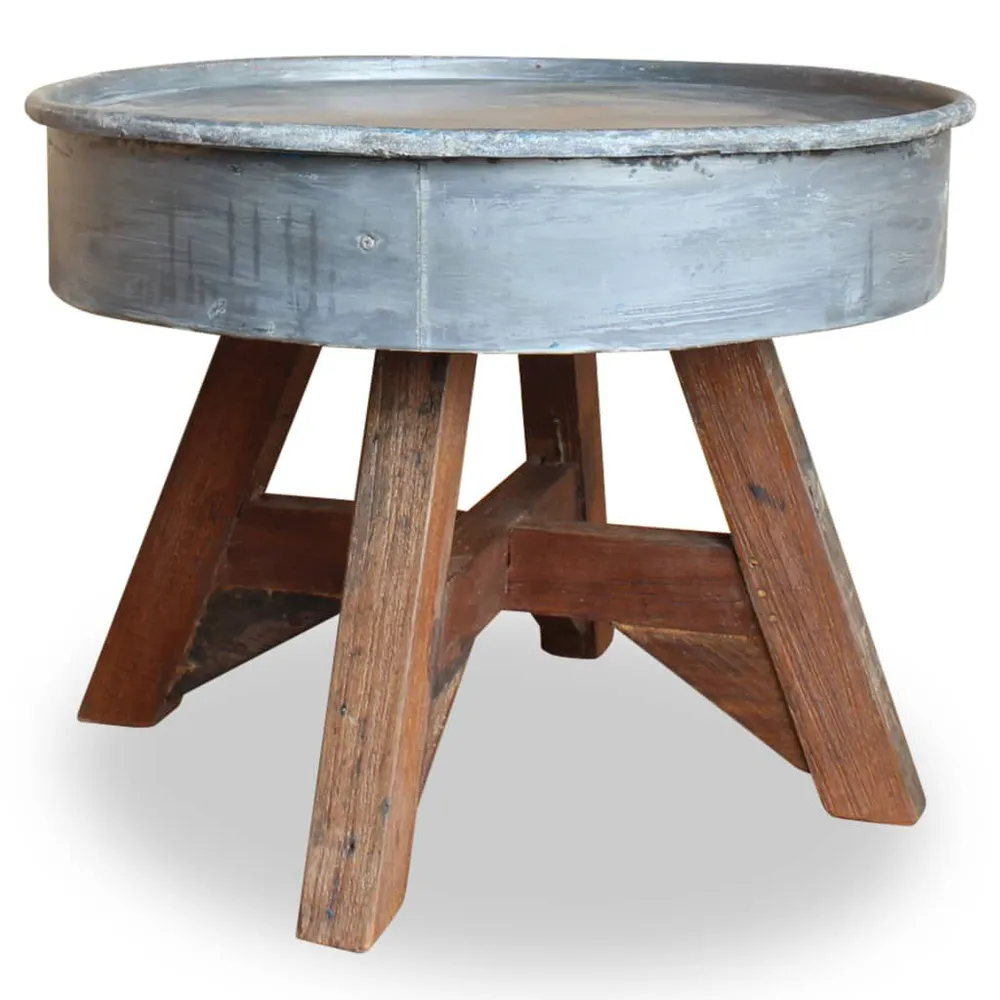 Tavolino da Salotto Legno di Recupero Misto 60x45cm Argento | Spedizione Veloce