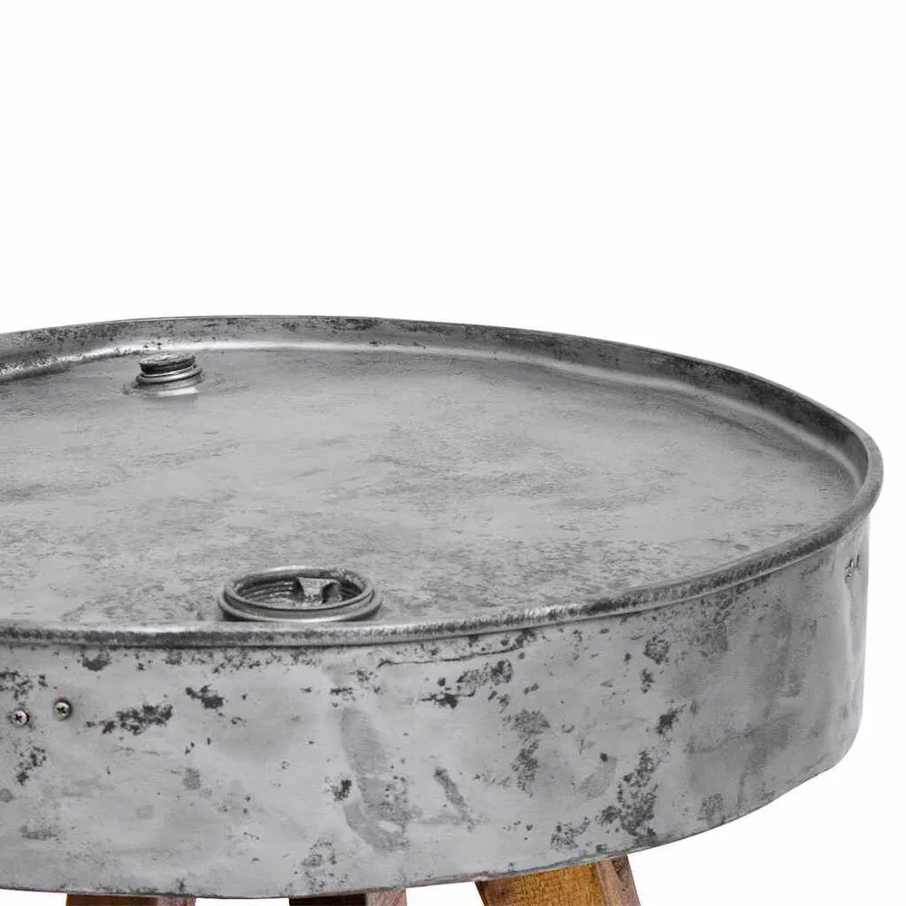 Tavolino da Salotto Legno di Recupero Misto 60x45cm Argento | Spedizione Veloce