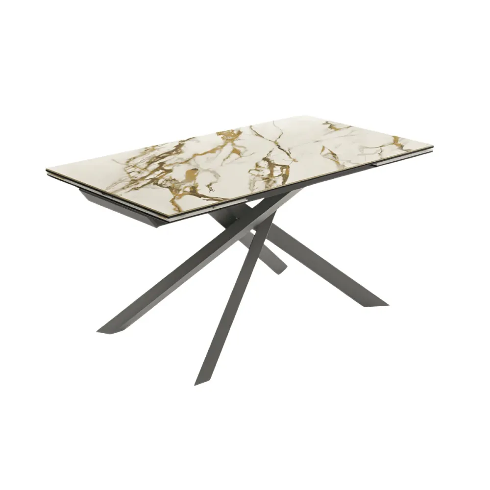 Tavolo allungabile recente "Salerno" ceramica su vetro temperato cm 160/240x90 76h con Base Antiscivolo