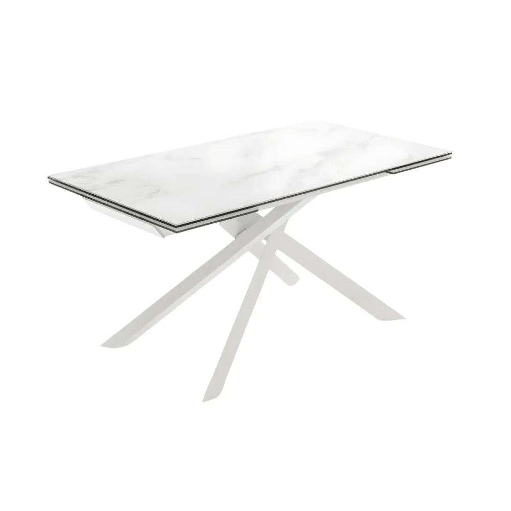 Tavolo allungabile recente "Salerno" ceramica su vetro temperato cm 160/240x90 76h con Base Antiscivolo