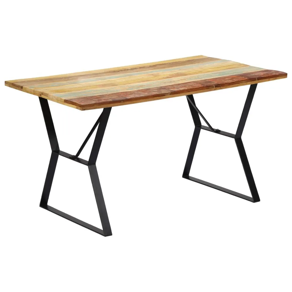 Tavolo da Pranzo 140x80x76 cm Legno Massello di Recupero Porcellana Bianca
