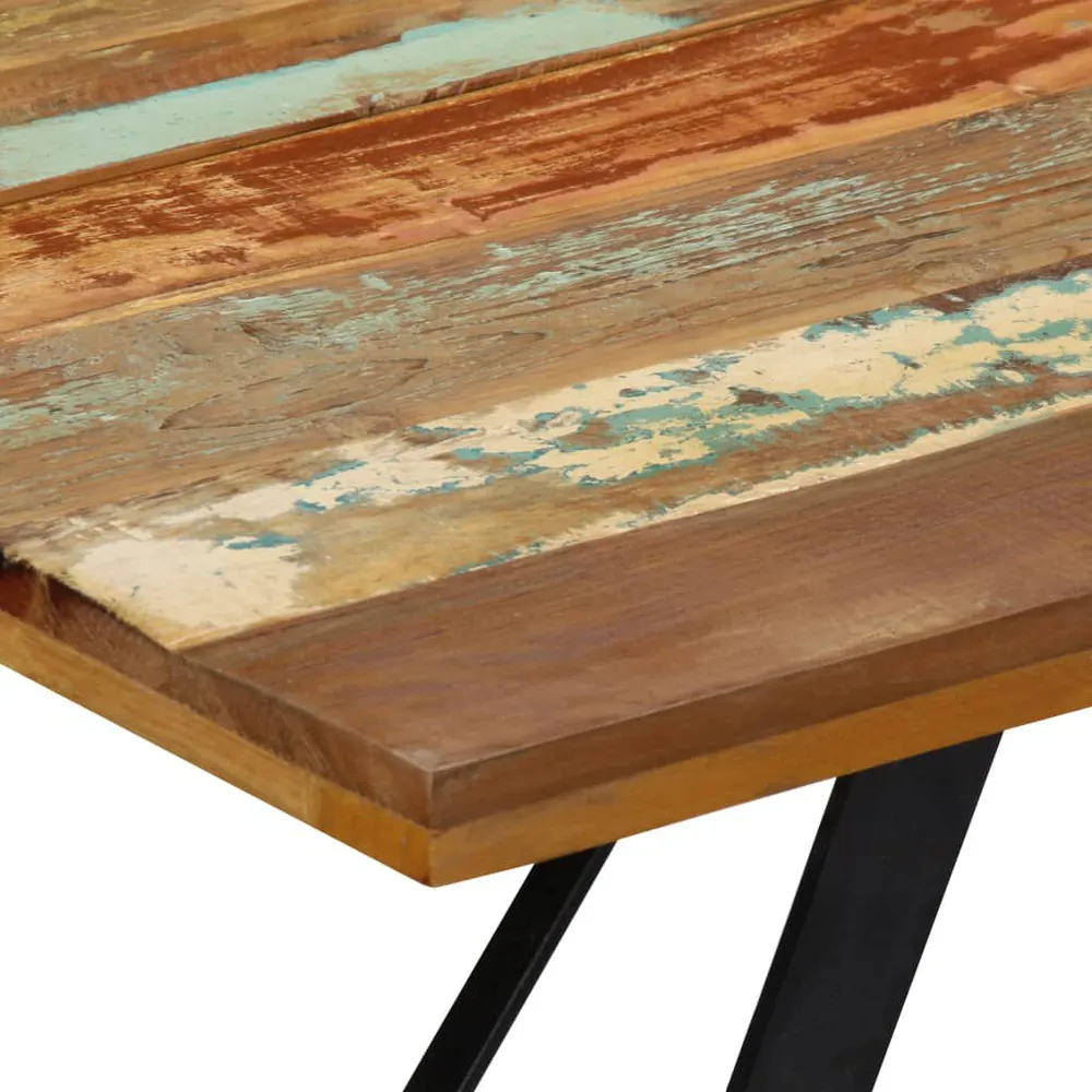 Tavolo da Pranzo 140x80x76 cm Legno Massello di Recupero Porcellana Bianca