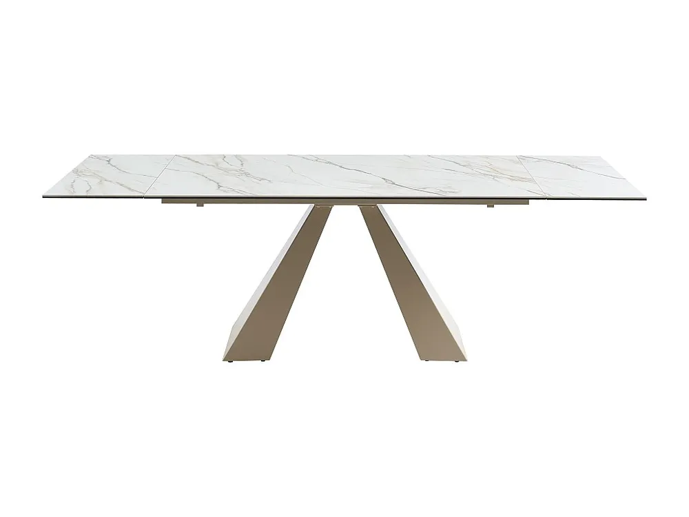 Tavolo da pranzo allungabile Ceramica e Metallo Effetto marmo Bianco e Nocciola LOZIPA per Famiglie