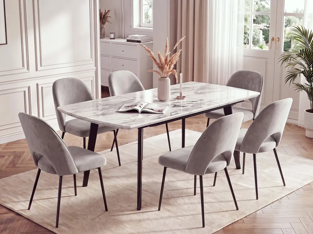 Tavolo da pranzo estensibile bianco/nero 160/200 x 90 cm MOSBY per Ospiti